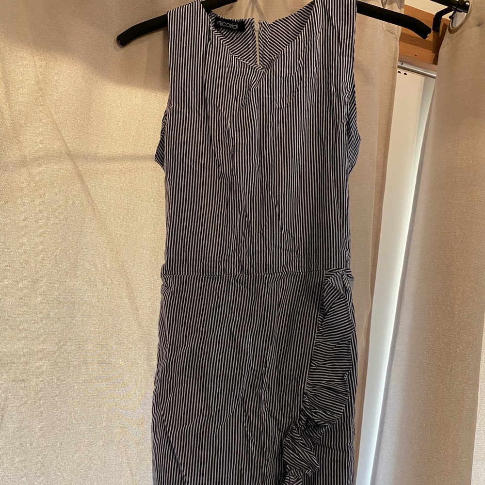 B&W Stripes Drape Dress w/ Zip&Ribbon -S/used once